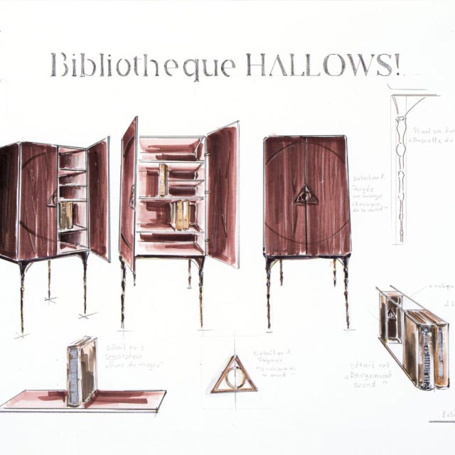 Dessin de la bibliothèque Hallow - Harry Potter par Aga Werner